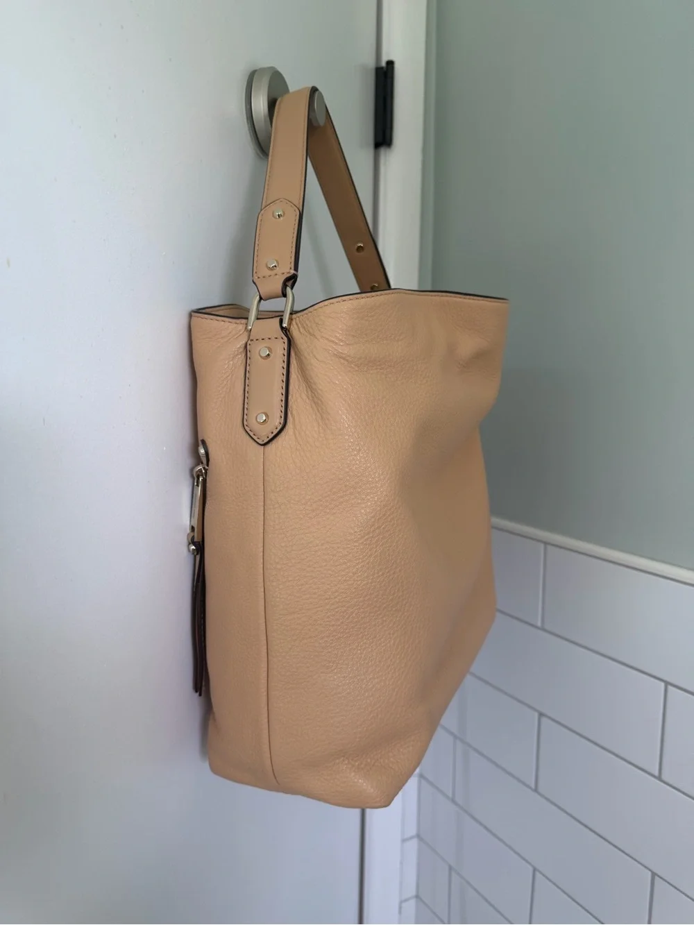 Michael Kors Beige/Tan Pebbled Leather Shoulder Hobo